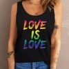 Black Love Is Love Rainbow Color Print Short Sleeve T Shirt