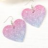 Pink Gradient Color Heart Shaped Drop Earrings