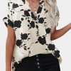 Apricot Floral Printed Short Sleeve Blouse