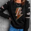 Black 3D Magic Lightning Leopard Spliced Long Sleeve Sweatshirt