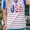 USA Flag Star Striped Print Short Sleeve T Shirt