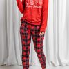 Red Merry Christmas Tree Plaid Print Two Piece Lounge Set