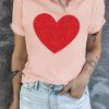 Pink Sequin Heart Graphic Tee