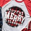 Red Joyful Merry & Blessed Christmas Plaid Pullover Top