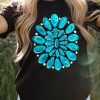 Black Western Turquoise Graphic Short Sleeve T Shirt