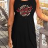 Black Basketball Mom Leopard Graphic Print Sleeveless Mini Dress