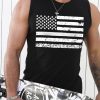 Black Vintage American Flag Print Mens Tank Top