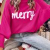 Rose Merry Letter Embroidered High Neck Sweater