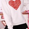 Beige Valentine's Day Heart Graphic Pullover Sweatshirt