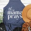 Blue This Mama Prays Letter Print Halter Tank Top