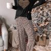 Heart Shaped Print Long Sleeve Top And Leopard Print Pants Lounge Set