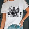 White NASHVILLE TENNESSEE Guitar Print Graphic T Shirt