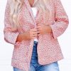 Pink 3/4 Sleeve Leopard Blazer