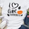 White I Love Pumpkin Pie Graphic Print Short Sleeve T Shirt