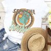 White Western Letter Print Graphic Tee