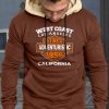 Brown Letter Print Kangaroo Pocket Color Block Men's Hoodie