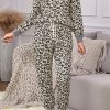 Beige Leopard Print Loungewear Set