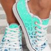 Green Ombre Leopard Print Casual Canvas Shoes