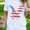 White American Flag Eagle Pattern Print Short Sleeve Graphic Tee