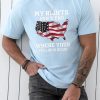 Sky Blue American Flag Map Letter Graphic Print Men's T Shirt