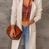 Apricot Hooded Pockets Open Front Knitted Cardigan