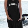 Black HAWAII Print Sleeveless Pockets Tank Dress