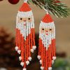 Red Christmas Santa Claus Beaded Tassel Earrings