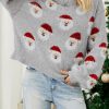 Gray Christmas Santa Claus Pullover Sweater