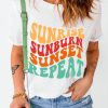 White Sunrise Sunburn Sunset Repeat Short Sleeve Graphic Tee