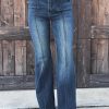 Blue Central Seam Stitching Wide Leg Jeans