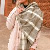 Khaki Faux Cashmere Check Scarf