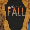 Black Hello Fall Leopard Fun Graphic T Shirt