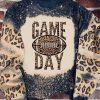 Black GAME DAY Leopard Rugby Print Graphic Sweatshirt