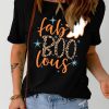 Black Fab Boo Lous Ghost Print Short Sleeve Graphic Tee