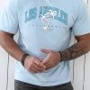 Sky Blue LOS ANGELES Plant Printed Drop Sleeve Men's Oversized Tee