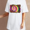 White Leopard Tie-dye Swirl Print Oversized Tee