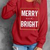 Red MERRY And BRIGHT Glitter Graphic Sweatshirt