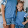 Blue Family Matching Mom's Tie Knot Striped T-shirt