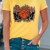 Yellow Basketball Mom Leopard Heart Printed Short Sleeve T Shirt