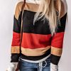 Red Colorblock Knit Sweater