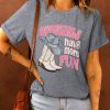 Gray COWGIRLS Boots Graphic Print Short Sleeve T Shirt