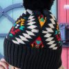 Black Western Geometric Pattern Knit Jacquard Hat