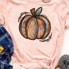 Pink Pumpkin Graphic Print Crew Neck T Shirt