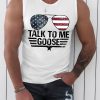 White Talk To Me Goose Flag Sunglasses Graphic Mens Tank Top