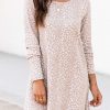 Long Sleeve Animal Print T-shirt Dress