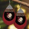 Red Christmas Santa Claus Stripe Plaid Print Drop Earrings