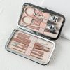 Pink 10Pcs Stainless Steel Manicure Set