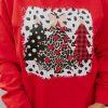 Red Multi Christmas Tree Pattern Casual Sweatshirt