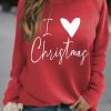 Red I Love Christmas Graphic Print Sweatshirt