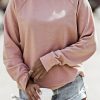 Pink French Terry Cotton Blend Pullover Sweatshirt